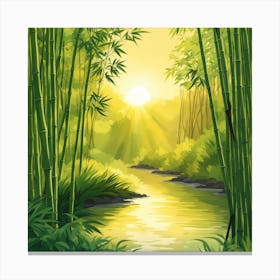 A Stream In A Bamboo Forest At Sun Rise Square Composition 120 Canvas Print