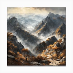 Chinese Mountains Landscape Painting (38) Canvas Print