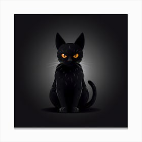 Black Cat With Yellow Eyes Canvas Print