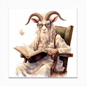 Goat Reading A Book 8 Canvas Print