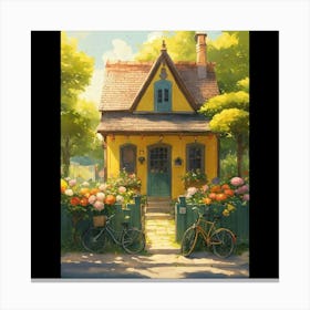 House With Bicycles Canvas Print