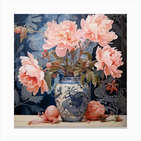 Pink Peonies In A Vase Canvas Print