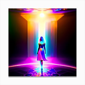 Girl In A Neon Light Canvas Print