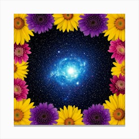 Galaxy And Flowers Canvas Print