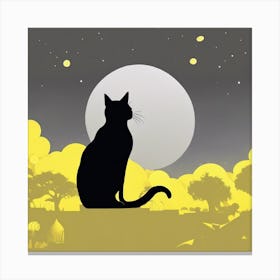 Cat In The Moonlight 1 Canvas Print