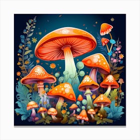 Mushrooms In The Forest 73 Canvas Print