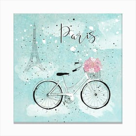 Blue Paris Bike Canvas Print