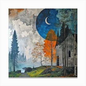 Moonlight In The Woods Canvas Print