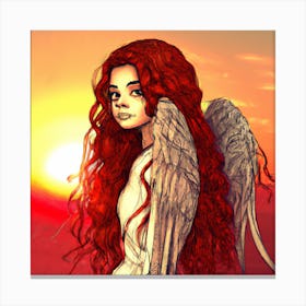 Angel in the sunset painting Canvas Print