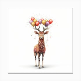 Deer With Balloons 9 Canvas Print