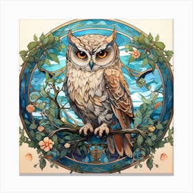 Owl In Stained Glass Canvas Print