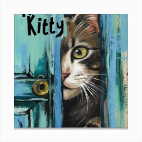 Kitty Peeking Out Of The Door Canvas Print
