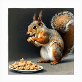 Squirrel Eating Peanuts Canvas Print