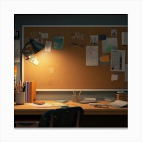 Desk In An Office Canvas Print