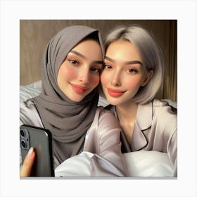 Two Muslim Women Selfie Canvas Print