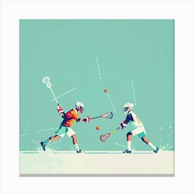 Two Lacrosse Players In Action Canvas Print