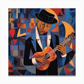 Man With A Guitar, Blues Musician Canvas Print