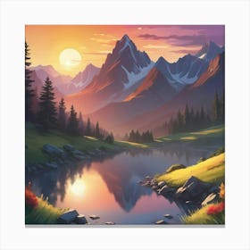 Mountain Landscape Painting 3 Canvas Print