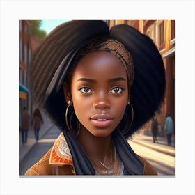 African Black Hair Girl Canvas Print