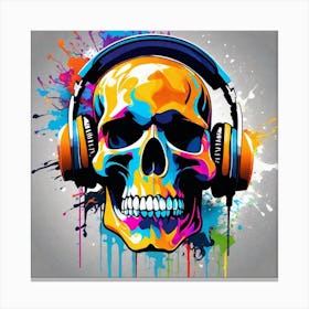 Skull With Headphones 80 Canvas Print