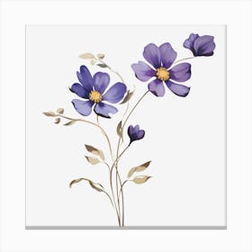 Purple Flowers On A Black Background Canvas Print