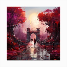 Romantic Walk In The Park Canvas Print