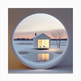 House In The Snow Canvas Print