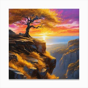 Lone Tree At Sunset 9 Canvas Print