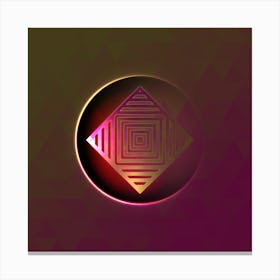Geometric Neon Glyph on Jewel Tone Triangle Pattern 125 Canvas Print