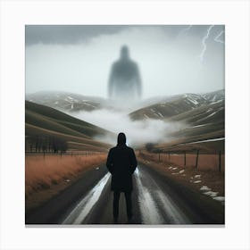 Man Standing On A Road 2 Canvas Print