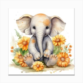 Elephant With Flowers Toile