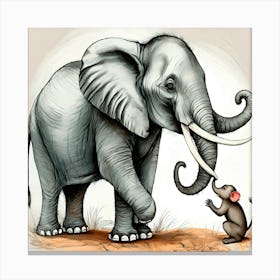 Elephant And A Mouse Canvas Print