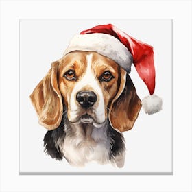 Beagle In Santa Hat 1 Canvas Print
