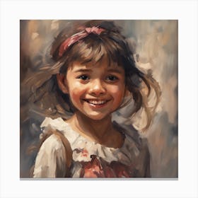  An Artistic Painting Of A Little Girl Smiling Up  Canvas Print