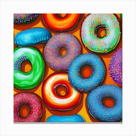 Colorful Donuts Orange Canvas Print