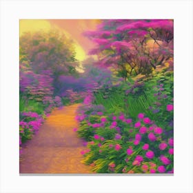 Beautiful garden with pastel colors Artwork Canvas Print