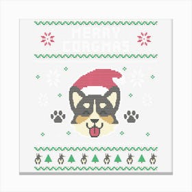 Official Corgi Ugly Christmas Sweater Canvas Print