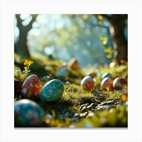 Easter Eggs In The Forest 3 Canvas Print