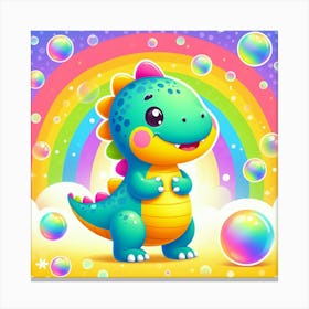 Dinosaur With Bubbles Canvas Print