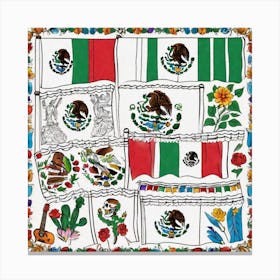 Mexican Flags 1 Canvas Print