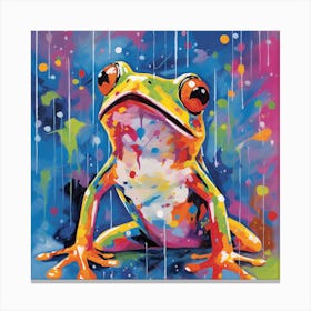 Frog In The Rain Canvas Print