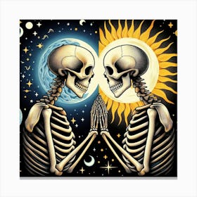 Skeletons in Love Canvas Print