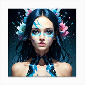 Blue Haired Girl Canvas Print