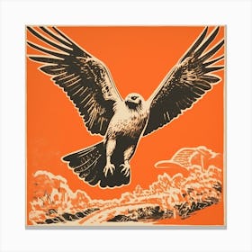 Retro Bird Lithograph Osprey 3 Canvas Print