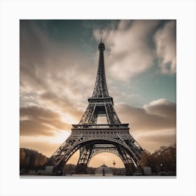 Eiffel Tower At Sunset Panoramic Landscape Canvas Print
