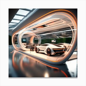 Futuristic Car Showroom 8 Canvas Print