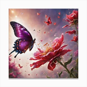 Butterfly And Flowers Canvas Print