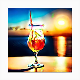 Cocktail At Sunset Canvas Print