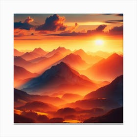 Sunrise In The Mountains 1 Canvas Print