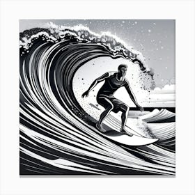 Black And White Surfer 3 Canvas Print